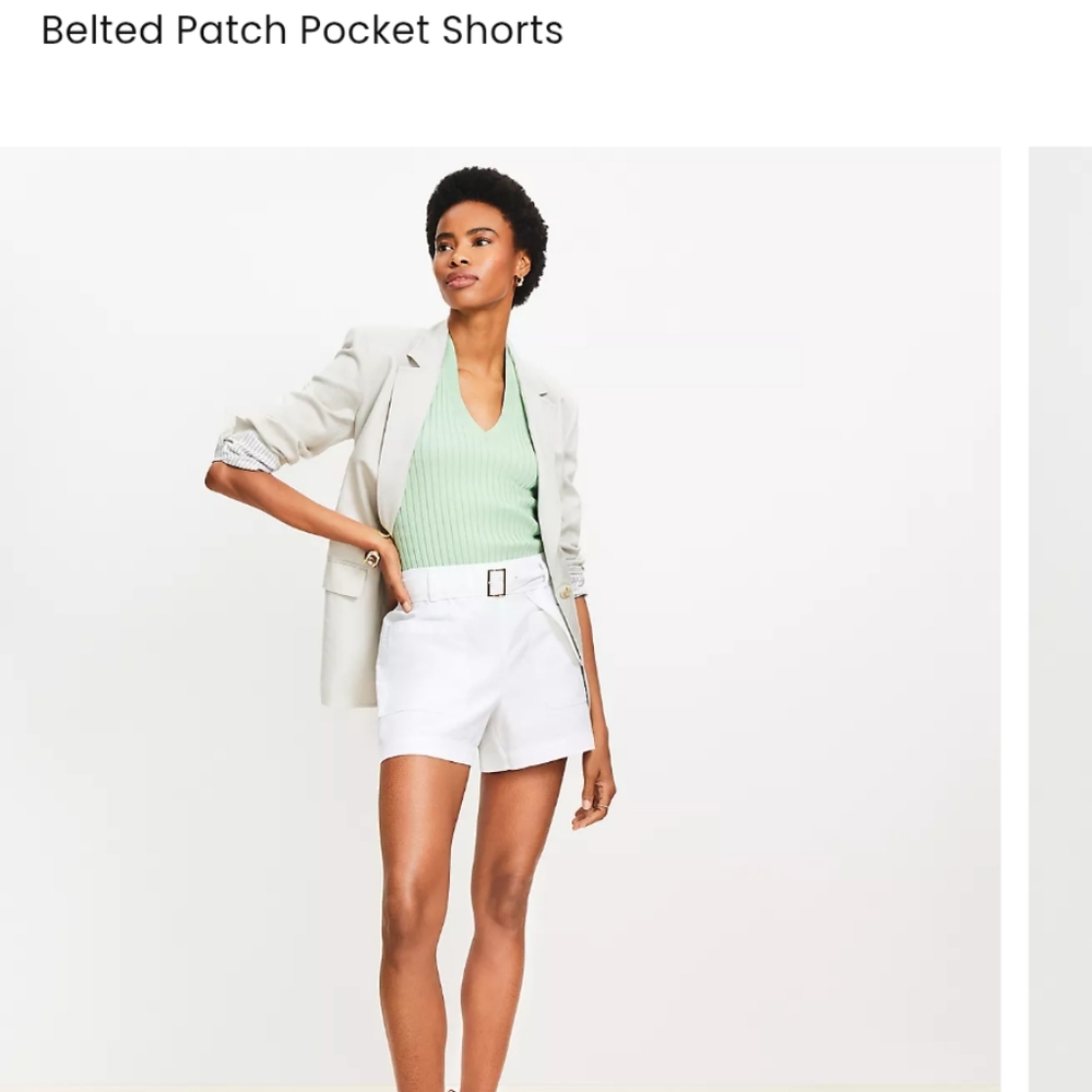 NWT LOFT Belted Patch Pocket Shorts